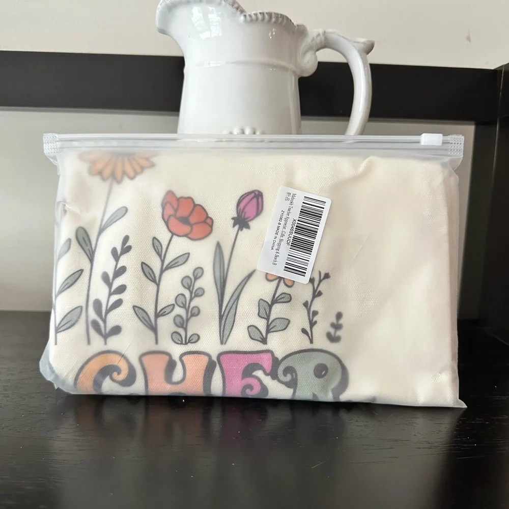 Teacher Tote Bag Floral Canvas Helping Little Minds Grow Cute Teacher Gift - Picture 3 of 3